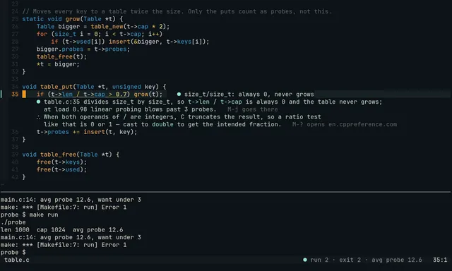Under the remark, the idea behind it: C truncates integer division
