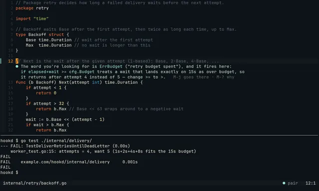 Pair names ErrBudget, the code's word for what you searched, under your line